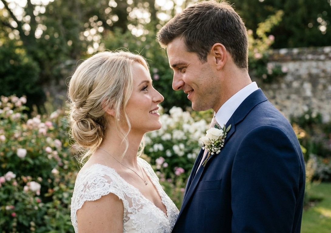 Wedding couple photo before illustration