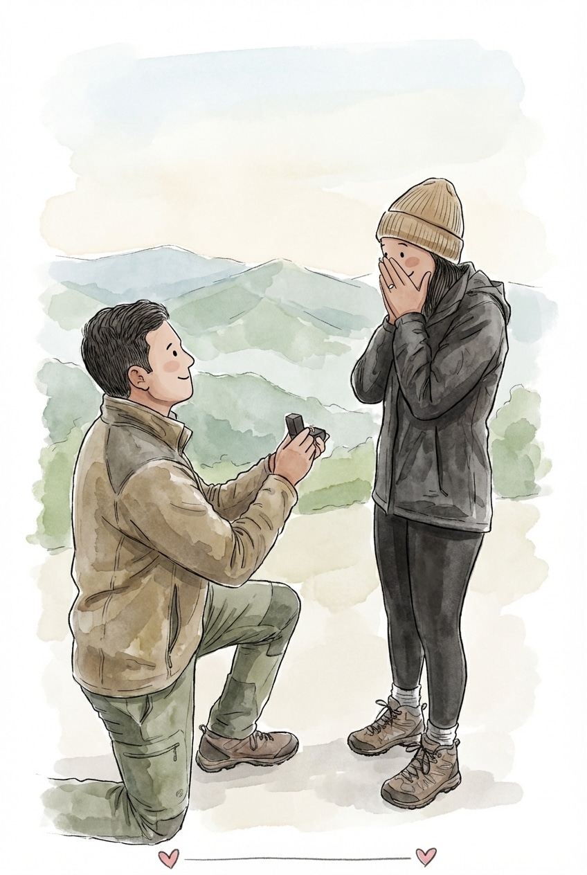 Engagement watercolor illustration